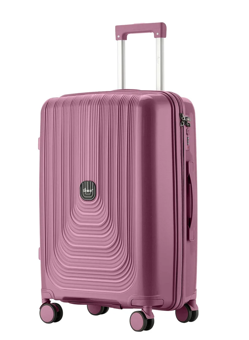 سيناتور حقيبة سفر متوسطة صلبة للجنسين خفيفة الوزن بعجلات دوارة مزدوجة وقفل رقمي بنفسجي